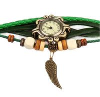 Beautiful Bohemian Style Retro Handmade Leather Angel Wing Women's Watches