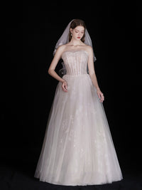 White Wedding Bridal Dress Light Yarn Dinner Tube Top Dress