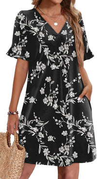 Women's V-neck Vacation Elegant Ruffled Dress With Pockets