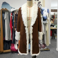 Vintage Plush Long Coat – Fur Collar Winter Trench Jacket