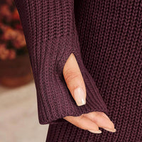 Women's Turtleneck Sweater Dress, Fall Long Sleeve Knit Pullover Mini Dress, Casual Short Sweater Dresses