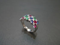 Colorful Horse Eye Zircon Three Rows Inlaid Personality Trendy Ladies Index Finger Ring
