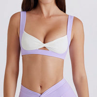 Sexy Removable Bra Running Yoga Seamless Contrast Color