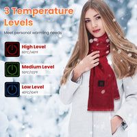 USB Heated Winter Scarf – Electric Soft Neck Wrap with 3 Temperature Modes