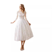 Mid-length Long Sleeve Slim-fit Wedding Dress