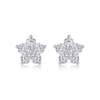 Paris Flower – Moissanite Diamond Stud Earrings in S925 Sterling Silver Platinum-Plated