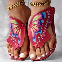 Butterfly Print Round Toe Flip Flops, Comfortable Summer Beach Shoes, Casual Women's Footwear, Perfect For Poolside And Daily Wear