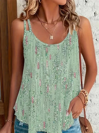 Summer Casual Sleeveless Top Printed Double Shoulder Strap Women's Stylish Camisole.