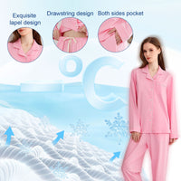 Cotton Pajama Set for Women – Long Sleeve Button-Up Sleepwear 2-Piece