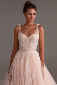 Champagne Colored Wedding Dress With Straps