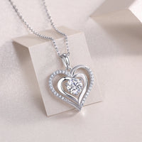 Heart-to-heart Connection - A Fashionable And Luxurious Diamond Jewelry Pendant Set With 1-carat Moissan Diamond S925 Sterling Silver And Platinum Plating