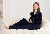Cotton Pajama Set – Long Sleeve Button-Up 2-Piece Sleepwear for Women