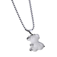 Cute Little Bear Pendant White K-color Alloy Titanium Steel Lock Chain