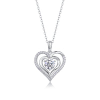 Heart-to-heart Connection - A Fashionable And Luxurious Diamond Jewelry Pendant Set With 1-carat Moissan Diamond S925 Sterling Silver And Platinum Plating