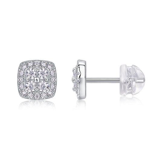 Fog Sea – Moissanite Diamond Stud Earrings in S925 Sterling Silver Platinum-Plated