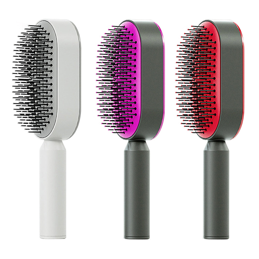 Self-cleaning Hair Brush For Women One-key Cleaning Hair Loss Airbag Massage Scalp Comb Anti-Static Hairbrush