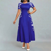 Women's Elegant Short Sleeve Maxi Dresses Casual Empire Waist Long Dress