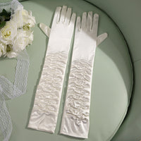 50cm Bridal Wedding Dress Satin Lengthened Gloves