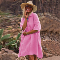 Holiday Leisure Button Artistic Style Dress