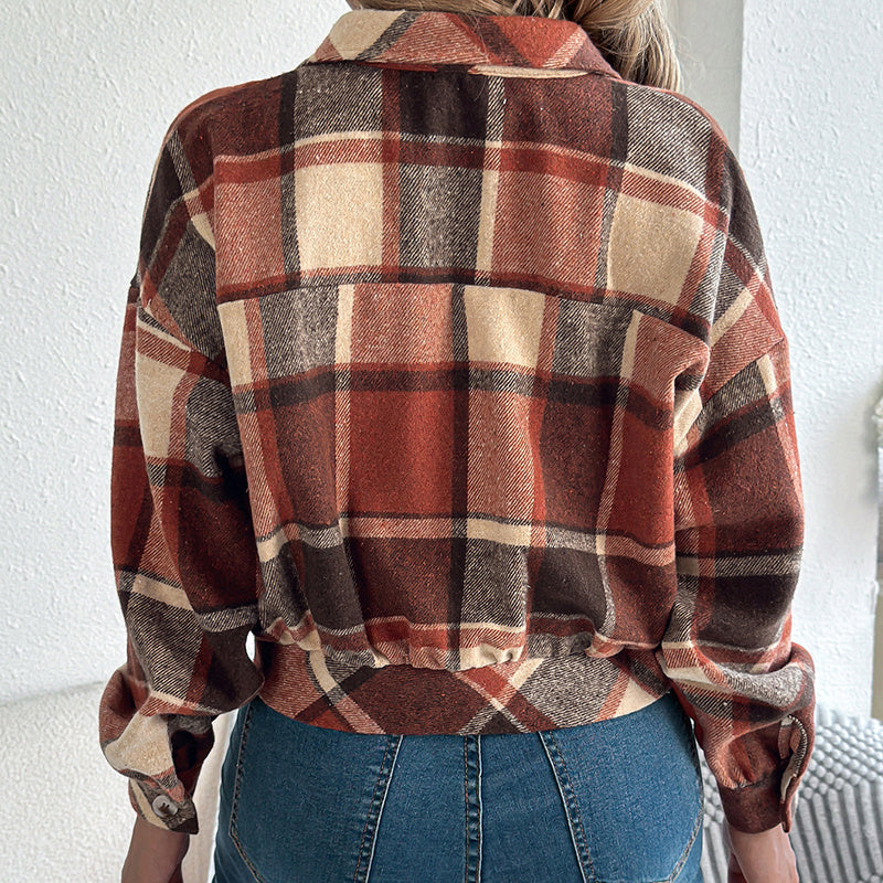 Womens Button Down Shirts Jacket Long Sleeve Plaid Shackets Business Casual Blouse Top