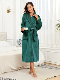 Women’s Plush Fleece Bathrobe – Long Warm Sleepwear Robe