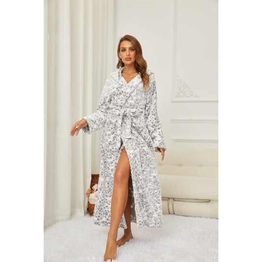 RONGTAI Ladies Long Fleece Bathrobe