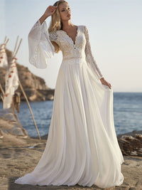 Women's Wedding Dress V-neck Beach Dress Country Style