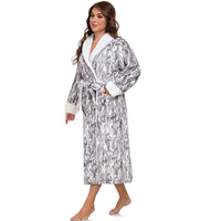 Plush Fleece Bathrobe for Women – Long Warm Robe with Belt & Pockets