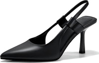 Coutgo Womens Slingback Heels Closed Pointed Toe Slip-on Kitten Heels Sandals Party Prom Shoes