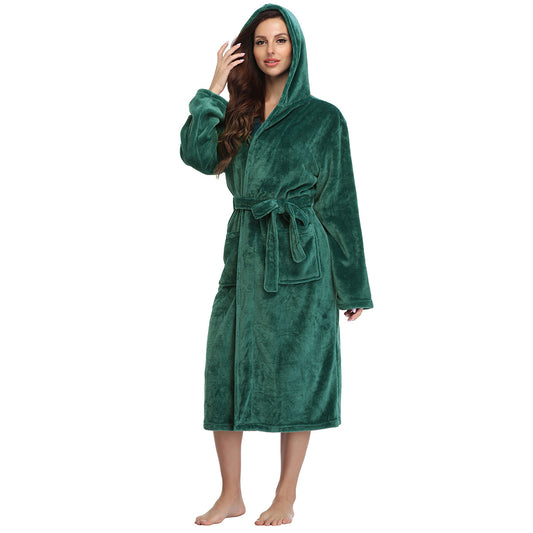 RONGTAI Ladies Long Fleece Bathrobe