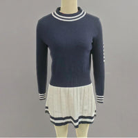 Women's Long Sleeve Sweater Dress Fall Crewneck Ribbed Knit A-Line Casual Mini Dresses