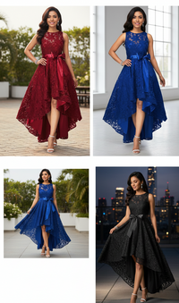 Embossed lace irregular dress