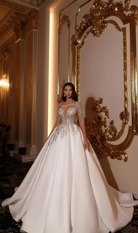 Wedding Dress Trailing High Waist Retro Lace Dress