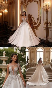 Wedding Dress Trailing High Waist Retro Lace Dress