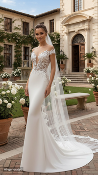Wedding Deep Collar Women's Hollow Fishtail Dress