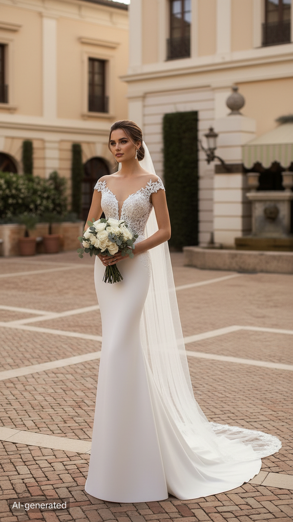 Wedding Deep Collar Women's Hollow Fishtail Dress
