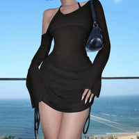 Midnight Allure Lace-Up Mini Dress