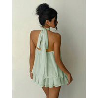 Emerald Breeze Halter Dress