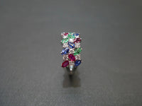 Colorful Horse Eye Zircon Three Rows Inlaid Personality Trendy Ladies Index Finger Ring
