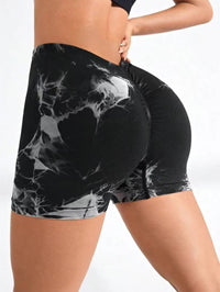4-Pack Women’s Tie-Dye Scrunch Butt Workout Shorts – High-Waisted Gym Activewear