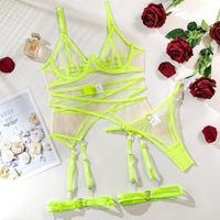 Nude Feel Mesh Lingerie Set – 4-Piece Breathable See-Through Underwear for Women