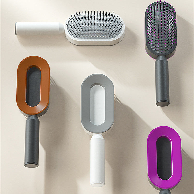 Self-cleaning Hair Brush For Women One-key Cleaning Hair Loss Airbag Massage Scalp Comb Anti-Static Hairbrush