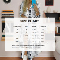 Women's Long Sleeve Newspaper Print Shirt Dress Button Down Casual Long Dress