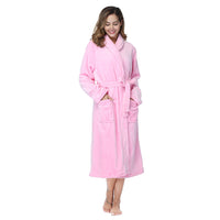 Plush Fleece Bathrobe for Women – Long Warm Sleepwear Robe