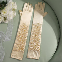 50cm Bridal Wedding Dress Satin Lengthened Gloves