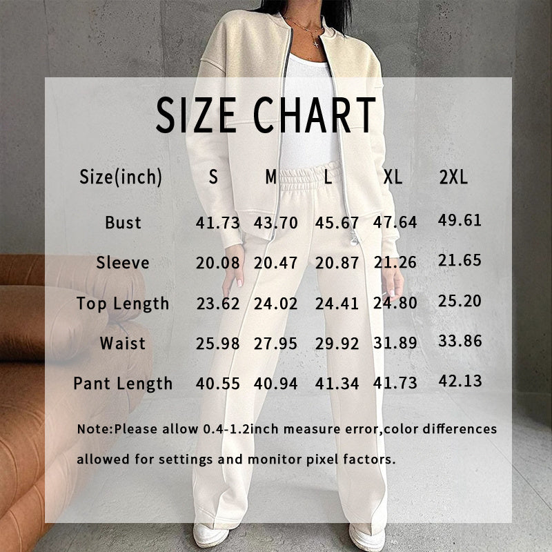 Women's 2 Piece Sweatsuit Set, 
 Zip Up Long Sleeve Sweatshirt Jacket And Wide Leg Sweatpants