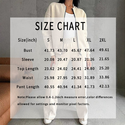 Women's 2 Piece Sweatsuit Set, 
 Zip Up Long Sleeve Sweatshirt Jacket And Wide Leg Sweatpants