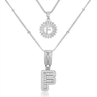 26 English Letters Copper-plated Gold Diamond Pendant Necklace