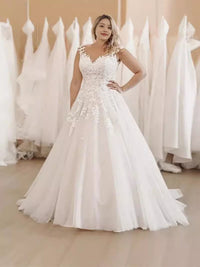 Large Size Bridal White Mesh Wedding Dress Embroidered Wedding Toast Dress