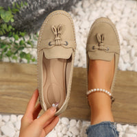 Women's Round Head Loafers Fashion Non-slip Soft Comfortable Flats Shoes